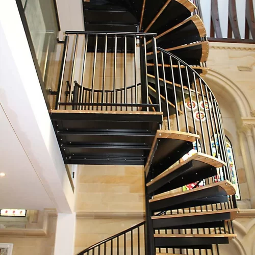 Double height spiral UK stair