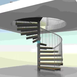 Render of steel timber glass spiral below