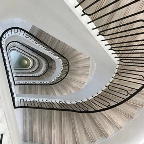 Spiral UK Cinven helical stair looking down