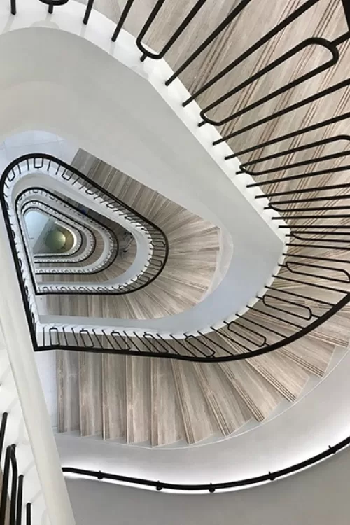 Spiral UK Cinven helical stair looking down