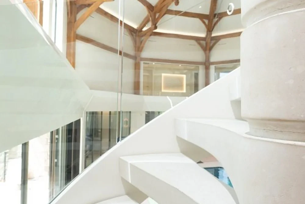 Dunhill wood interior spiral stair detail
