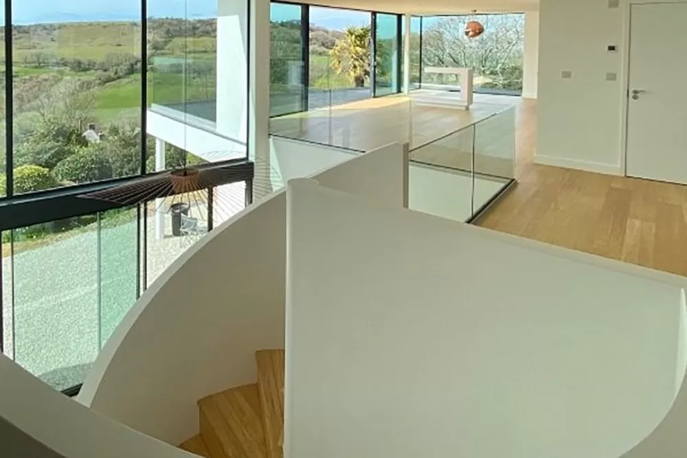 Highmead interior spiral stair landing