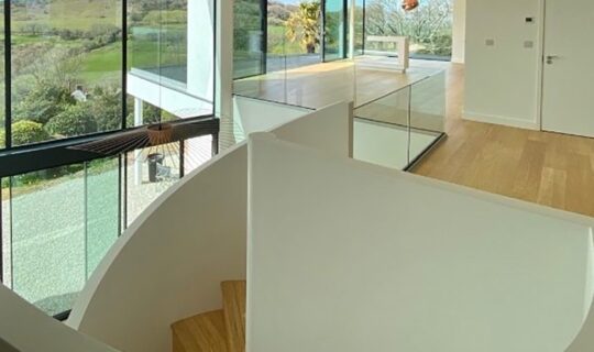 Highmead interior spiral stair landing