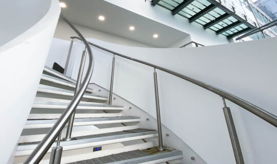 curved helical staircase spiral uk stairs bespoke staircases white balustrade