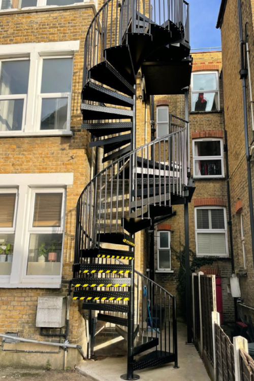 Southend steel spiral staircase essex UK DLS Fabrication London stairs designers escape
