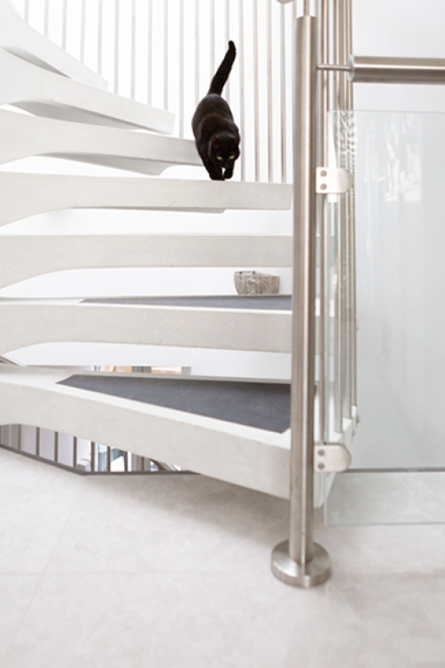 Pets stairs staircase designers designs architectural structural animals uk london helical curved floating spiral