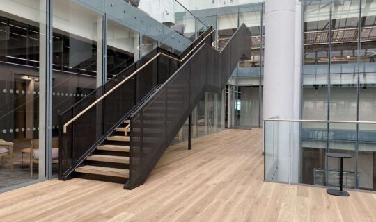 overbury BT fit out staircase straight dog leg stairs manufacturer london uk birmingham